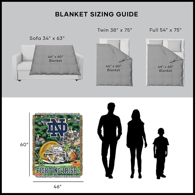 Officially Licensed NCAA "Home Field Advantage" Woven Tapestry Throw Blanket, 48" x 60", Multi Color