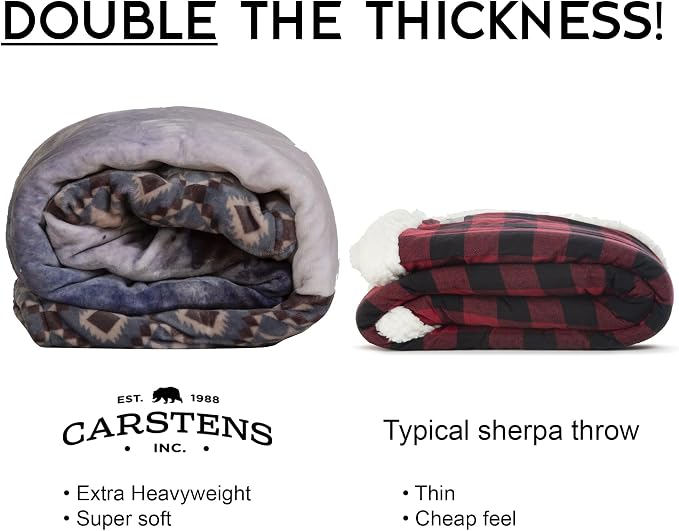 Carstens, Inc. Dean Crouser Plush Sherpa Fleece Oversized Throw Blanket 54" x 68", Morning Call