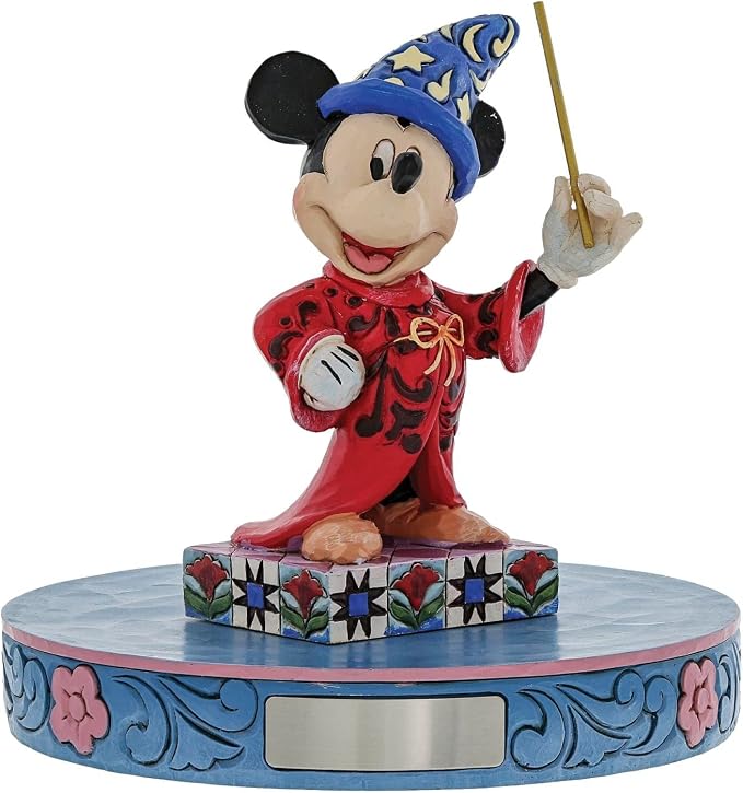 Enesco Disney Traditions Collection by Jim Shore Sorcerer Mickey Mouse Holding Wand Figurine- Resin Hand Crafted Painted Fantasia Collectible Disney Figurines Decorative Home Decor Statue, 4.2 Inch