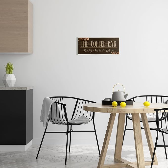 Stupell Industries 'Rustic Coffee Bar Sign'| Wall Plaque Art | Stupell Industries | 17 x 7 Inches, Easy to Hang and Sturdy, Made in USA, by Kim Allen