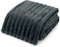 Americanflat 50x60 Faux Fur Throw Blanket - Soft and Breathable Throw Blanket for Couch, Bed, Chair - Dark Gray Faux Fur Blankets Perfect for Home, Bedroom, or Outdoor Use