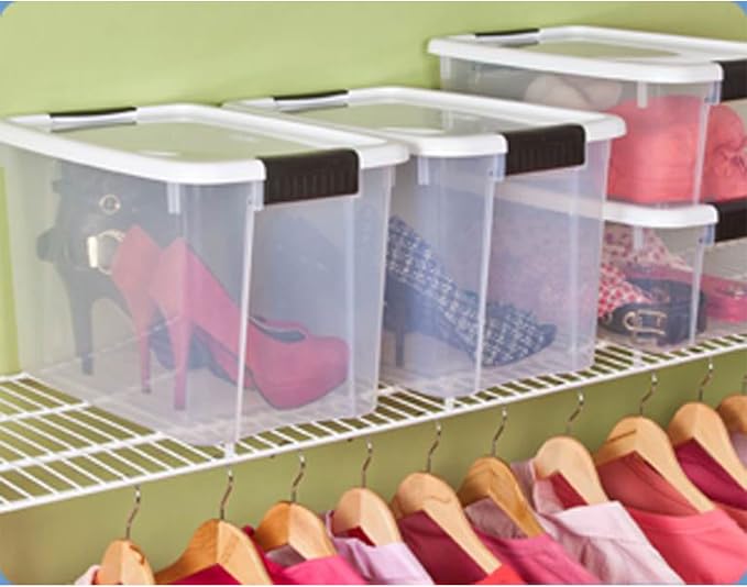 Sterilite Ultra Latch Box with Lids for Home and Office, 30 Quart, 24-Pack | Heavy-Duty and Stackable Plastic Containers with Latches for Closet, Cabinet, Bedroom, Bathroom and Dorm Room Organization