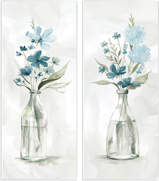Elegant Indigo Lilac, 7 x 17 Inch Mounted Print on Wall Plaque Set | Stupell Industries · By Carol Robinson · Ready to hang · Charming cottage still life for any room · Made in USA