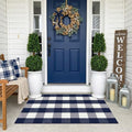 Buffalo Plaid Rug 2'4''x 3'7'' Navy Blue and White Front Door Mat Reversible Layered Porch Rug Washable Hand Woven Cotton Area Rug for Indoor Outdoor Entryway Patio Porch Decor