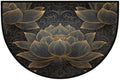 Golden Lotus Half Round Door Mat Non-Slip Semi Circle Rug Half Moon Doormat | Golden Lotus Flowers Soft Washable Welcome Entrance Mat for Outdoor Indoor Floor Bedroom Bathroom Home Kitchen Festival Decor