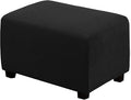 H.VERSAILTEX Ottoman Cover Slipcover Rectangle Fit Length 33"-38" Footrest Sofa Slipcovers Stool Cover Footstool Protector Covers Feature Stretch Thick Soft Jacquard Fabric Removable Washable - Black