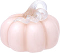 Boston International Handblown Art Glass Pumpkin Thanksgiving Halloween Decorations for Home, Small, Blush Pink