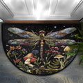 Dragonfly Half Round Doormat Non-Slip Semi Circle Rug Half Moon Mat | Mushroom Leaf Flower Washable Soft Absorbent Indoor Outdoor Entrance Kitchen Bathroom Sink Patio Welcome Fireplace Floor Rug