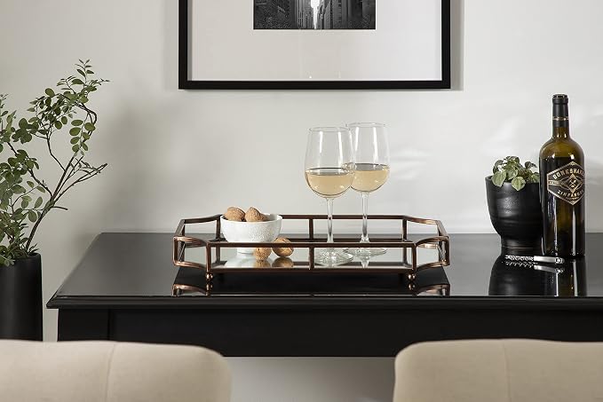 Kate and Laurel Ciel Modern Scalloped Tray; 19 x 13 x 3. Bronze; Decorative Mirrored Tray for Storage and Display