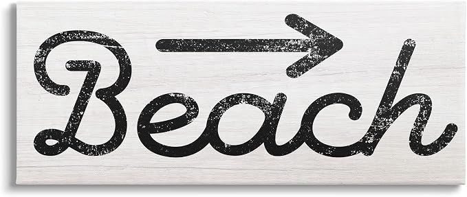 'Weathered Beach Direction Sign Rustic Arrow'| Canvas Art | Stupell Industries | 24 x 10 Inches, Easy to Hang and Sturdy, Made in USA, by Lil' Rue