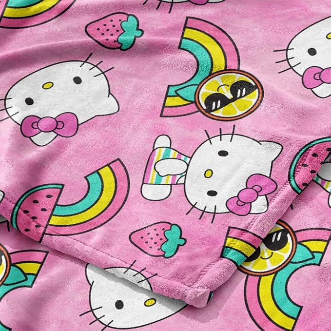 Northwest Hello Kitty Tie Dye Rainbow Silk Touch Throw Blanket, Ultra-Soft Lightweight Plush Cover for Bed Couch Sofa, 50 x 70 Inches