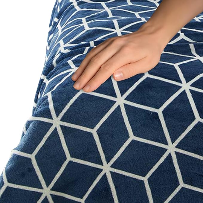 Elegant Comfort Luxury Velvety-Soft Coral Flannel Blanket Micro-Velour Ultra-Softness Fuzzy Plush, Full/Queen, Navy Blue