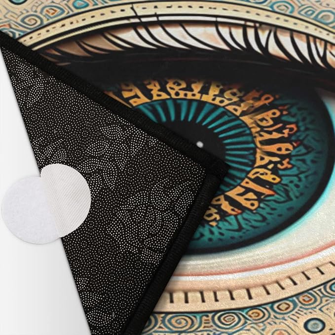 Pardick Evil Eye Half Round Doormat Boho Eye Semi Circle Area Rug Non Slip Indoor Outdoor Entrance Half Moon Rug Absorbent Durable Washable Front Floor Mat for Kitchen Bedroom Patio Fireplace Eye Pad