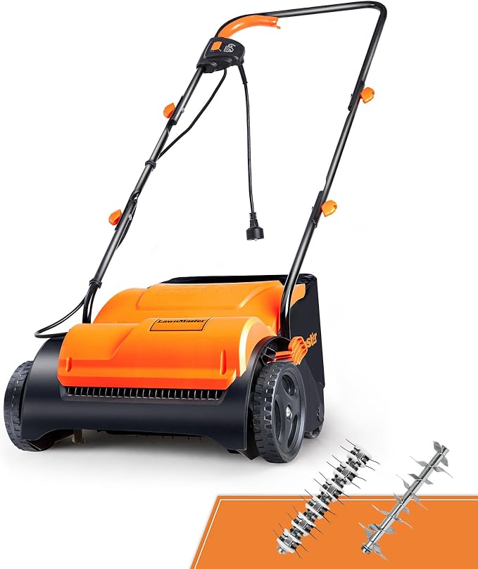LawnMaster 13" Scarifier and Dethatcher Bundle with VEVOR 24.4-25.6" Compost Spreader