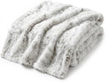 Americanflat Faux Fur Throw Blanket - Luxury 50x60 Extra Soft Plush Snow Leopard Fur, Reversible & Machine Washable Cozy Throw for Bed, Couch, Sofa, or Living Room Decor - Gray and White