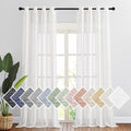 NICETOWN White Linen Sheer 90 inch Curtains, Privacy Chic Linen Blend Window by NICETOWN