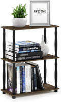 Furinno TURN-N-TUBE Storage Shelves, 3-Tier Book Shelf, Corner Shelf, Toolless Open Shelves, for Organization and Storage, Living Room, Garage, Home Office, Columbia Walnut