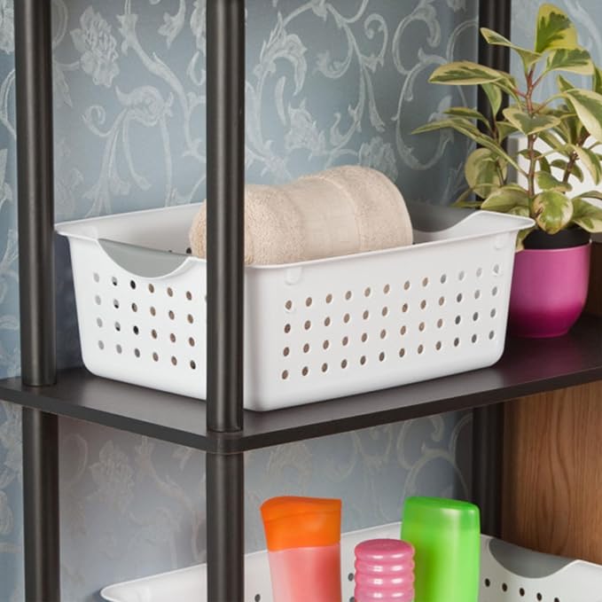 Sterilite 12-Pack Medium Ultra Basket, Open Top Plastic Storage Organizer, White - Classic Baskets for Organizing Countertops, Pantry Shelves, Kitchen Cabinets, Laundry Rooms or Home Offices | Classic Storage Organizer Baskets for Countertops, Pantry S...