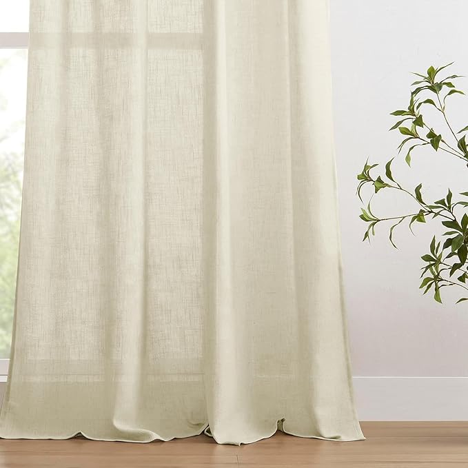 Joydeco Linen Curtains 72 Inch Length 2 Panels Set, Light Filtering Curtains - Image 4