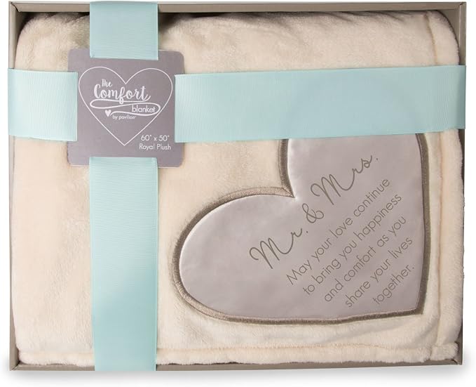 Pavilion Gift Company - The Comfort Blanket 19527 Soft Blanket Mr & Mrs Thick Warm Royal Plush Throw Blanket