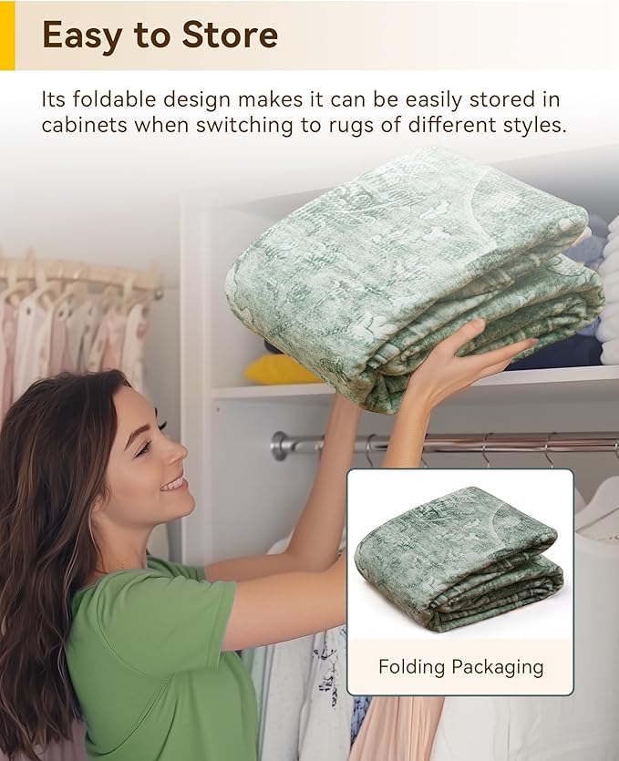 RELEANY Area Rugs 3'x8' Runner Rug Non Slip Washable for Kitchen Hallway Bedroom Beside Laundry Room Bathroom Rug, Floor Carpet, Dark Green Gray