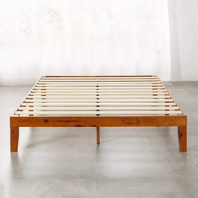 Mellow Naturalista Classic 12-Inch Solid Wood Platform Bed | Wooden Slats, No Box Spring Needed, Easy Assembly | Full, Cherry