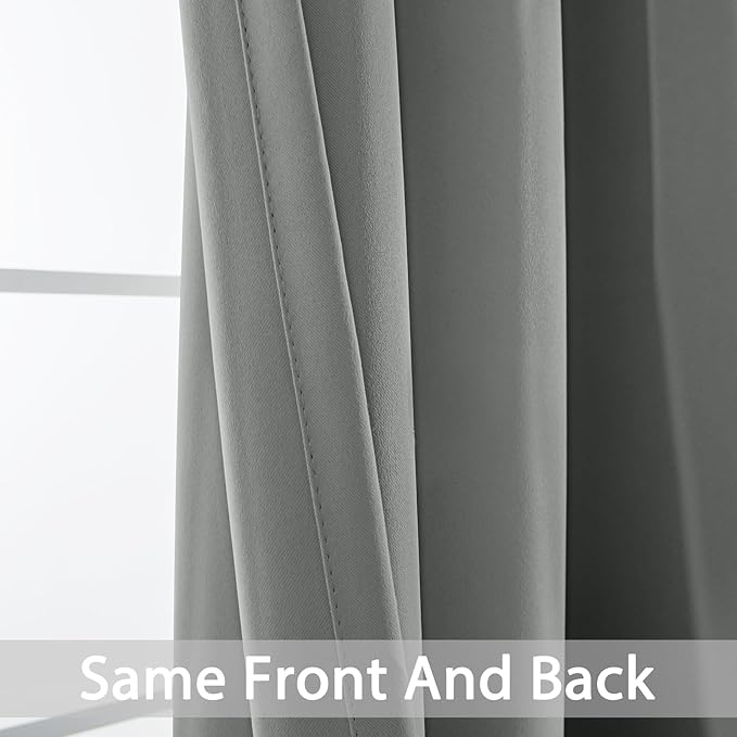 Yakamok Dove Grey Room Darking 84 Inch Length 2 Panel Sets for Livingroom Dining Room Darkening Thermal Insulated Bay Window Hotel Modern Elegant Black Out Sunblock Curtins/Bedroom,52 x 84 Inches