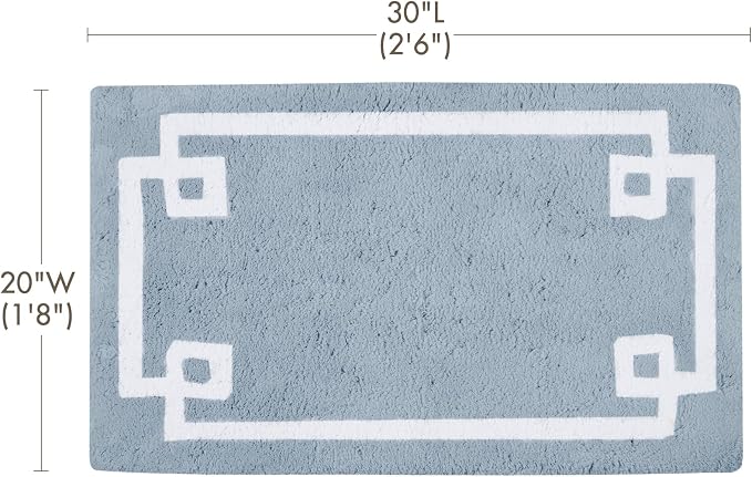 Madison Park Evan 100% Cotton Bath Rug Plush Absorbent, 20" x 30", Blue | Non-slip Backing, OEKO TEX, Luxurious Tufted Plush Bath Mat for Bathroom, Quick Dry, Spa Design Decorative for Shower Room