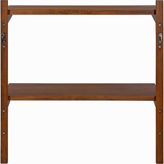 Kate and Laurel Meridien Mid-Century Wall Shelves, 24" x 8" x 24", Walnut, Transitional Wall Decor and Storage