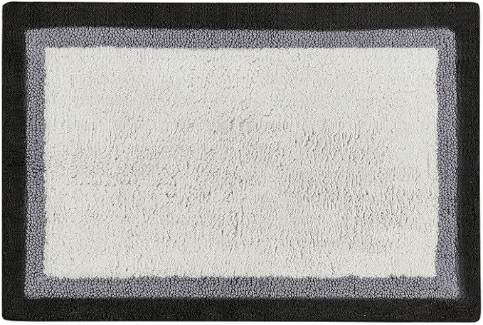 Madison Park Amherst Tufted Bath Rug Cotton Non-Slip, 20 x 30, Black | Quick Dry, Ultra Soft, Pile, Machine Washable, Absorbent, OEKO-TEX Certified