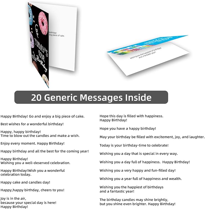 120 Happy Birthday Cards with Envelopes, Birthday Cards Bulk with Short Generic Message Inside, 20 Unique Designs, 4x6 inches, Birthday Cards Assortment for Business and Personal