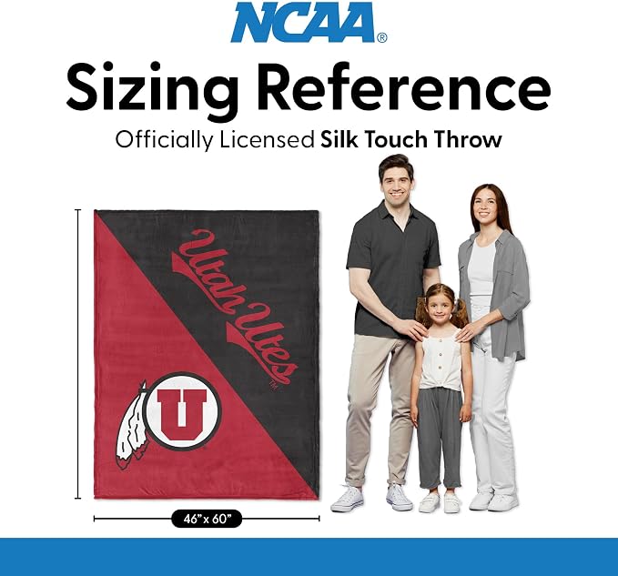 Northwest NCAA Silk Touch Throw Blanket, Ultra Soft Plush Polyester, Lightweight Warm Decorative Fan Gift, 46 x 60 in