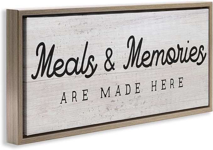 Meals and Memories Kitchen Sign, 10 x 24 Inch Canvas in Floater Frame | Stupell Industries · By Lil' Rue · Ready to hang · Rustic charm for kitchen or dining room · Made in USA
