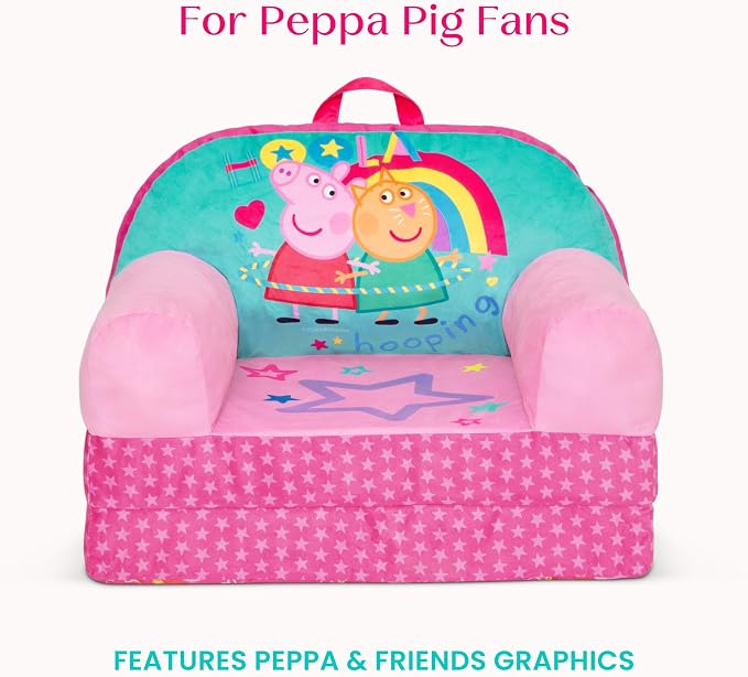 Delta Children - Peppa Pig Cozee Buddy Flip-Out Kids Chair - Greenguard Gold Certified, Pink