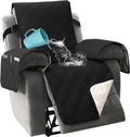H.VERSAILTEX 100% Waterproof Couch Covers for Reclining Couches Reversible Recliner Chair Covers Furniture Protector with Elastic Straps for Pets Kids Sitting Width Up to 23" (Recliner, Black/Beige)