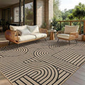 COZYLOOM 8x10 Patio Outdoor Rug, Geometric Rainbow Easy Jute Rug with Non Slip Backing, Non Shedding Stain Resistant Striped Area Rugs for Living Room, Bedroom, Dining Room, Backyard, Natural Color