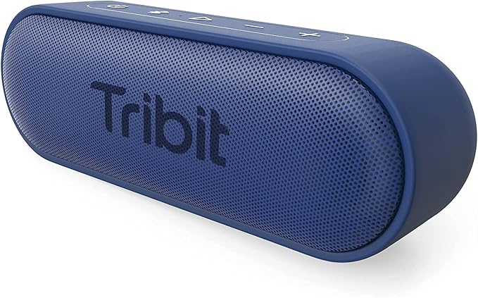 Tribit XSound Go Portable Bluetooth Speaker, 16W, 24H Playtime, Blue | IPX7 Waterproof, Custom EQ, XBass, BT5.3, Wireless, Loud Sound, TWS Pairing, Type-C, Outdoor, Home, Travel, Beach, Shower