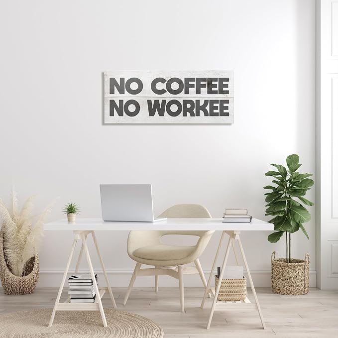 Stupell Industries 'No Coffee Funny Office Phrase'| Canvas Art | Stupell Industries | 40 x 17 Inches, Easy to Hang and Sturdy, Made in USA, by Lil' Rue