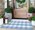 Light Blue and White Outdoor Rug 2'X4.3' Buffalo Plaid Checked Front Porch Rug Cotton Woven Washable Rug Layering Doormat for Welcome Door Mat Entryway Dining Room Bedroom Living Room