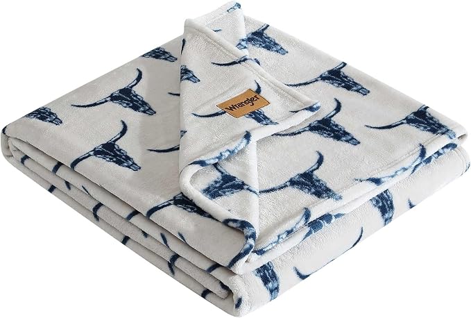 Wrangler - Blanket, Super Soft Plush Bedding, Yellowstone Inspired Throw Blanket for Couch or Bed (Plains Creek Blue, 50" x 70")