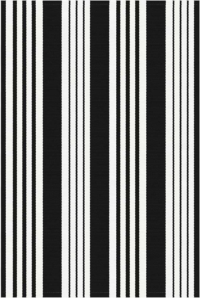 KOZYFLY Striped Rug 3x5 Front Door Rugs Black White Cotton Woven Washable Indoor Outdoor Rug Entrance Doormat for Front Porch Kitchen Patio Decor Outdoor Mat