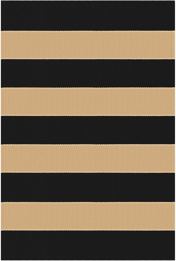 KOZYFLY Striped Rug 2x3 ft Brown and Black Stripes Doormat Cotton Woven Washable Indoor Outdoor Rug Front Door Mat for Entryway Porch Kitchen Patio Decor Small Area Rugs