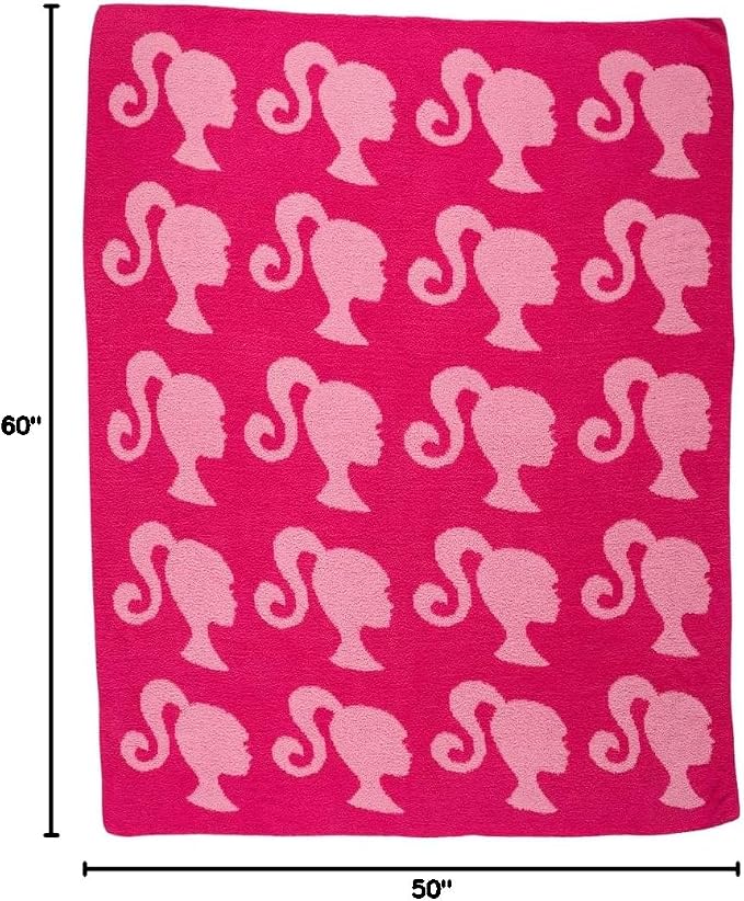 Franco Collectibles Barbie Adult Bedding Soft Cozy Chic Dream Lux Intarsia Knit Throw Blanket, 50 in x 60 in, (Officially Licensed Product)