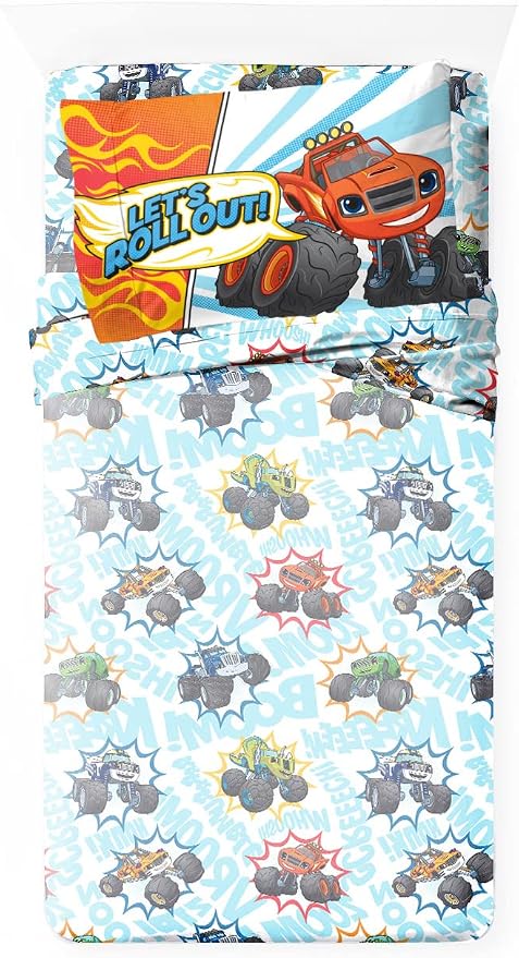 Jay Franco Kids Sheet Set with Fitted, Flat Sheets & Pillow Cover - Ultra-Soft Bedding with Pillowcase for Room Decor, Multi - Blaze, 3 Piece Toddler