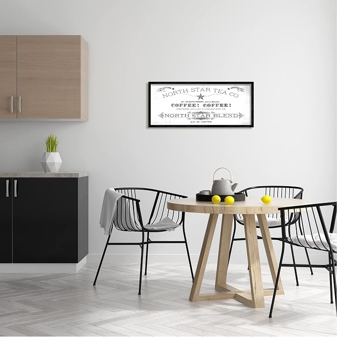North Star Tea Coffee Vintage Sign, 13 x 30 Inch Framed Giclée Print | Stupell Industries · By Lil' Rue · Ready to hang · Great for kitchen or dining room · Made in USA