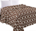 Elegant Comfort Luxury Velvety Feel Blanket, All-Season Lightweight Blanket, Ultra Plush, Soft, Cozy-Fuzzy Flannel Fleece for Couch, Sofa, Bed, Travel, Cube Design,King/California King,Chocolate Brown