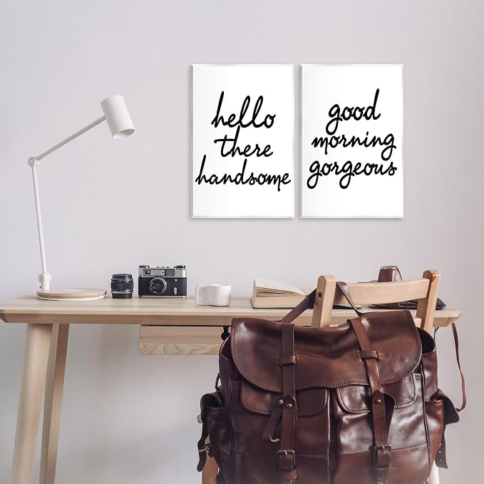 Handsome Gorgeous, 13 x 19 Inch Mounted Print on Wall Plaque Set | Stupell Industries · By House of Lulu · Ready to hang · Inspirational quote decor for any room · Made in USA