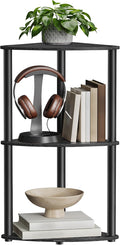 SONGMICS HOME Superfast Toolless Assembly, Corner Shelf Stand, 3-Tier Corner Standing Shelf, Living Room, Bedroom, Kitchen, 15 x 10.6 x 27.8 Inches, Ink Black ULBC620B01