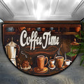 Pardick Coffee Design Art Half Round Doormat Semi Circle Rug Non Slip Indoor Outdoor Entrance Half Moon Rug Absorbent Durable Washable Front Floor Mat for Kitchen Bathroom Patio Fireplace