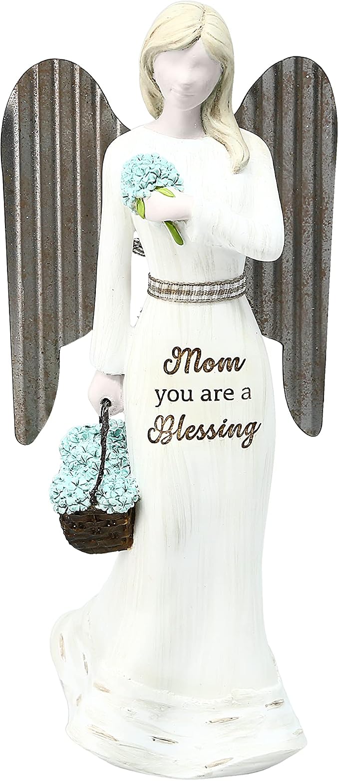 Pavilion - 7.5" Angel Figurine - Mom You are A Blessing - Simplistic Rustic Modern Farmhouse Statue